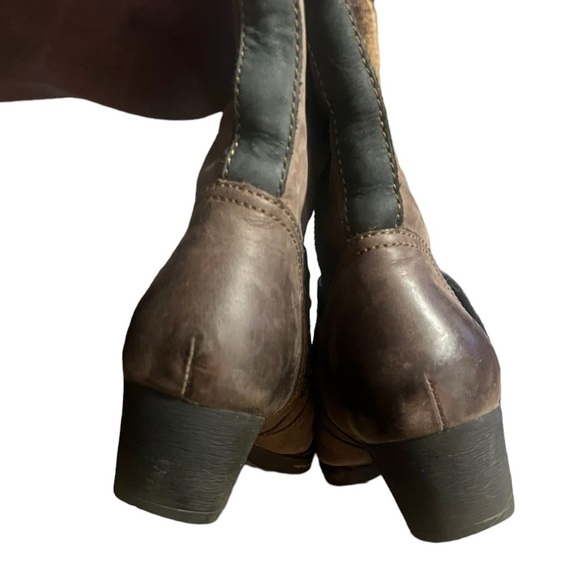 Born brown and black knee high distressed leather side zip boots - Picture 7 of 11